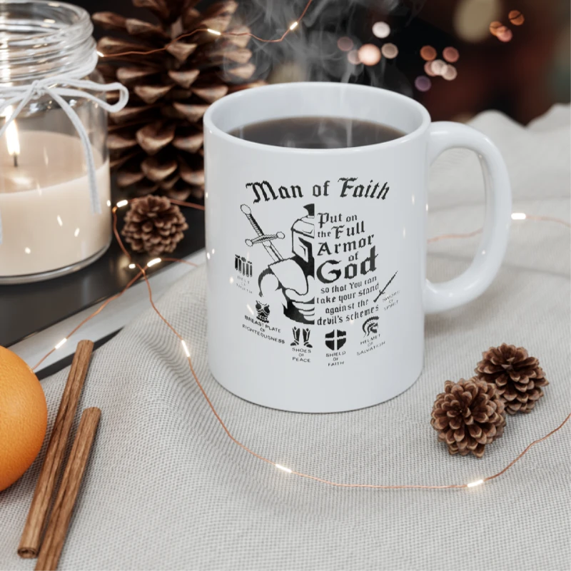 Armor Of God, Christian Gift For Man, Religious  For Men, Jesus  man, Bible Verse, Mens Faith  Man Christian- - Ceramic Coffee Cup, 11oz